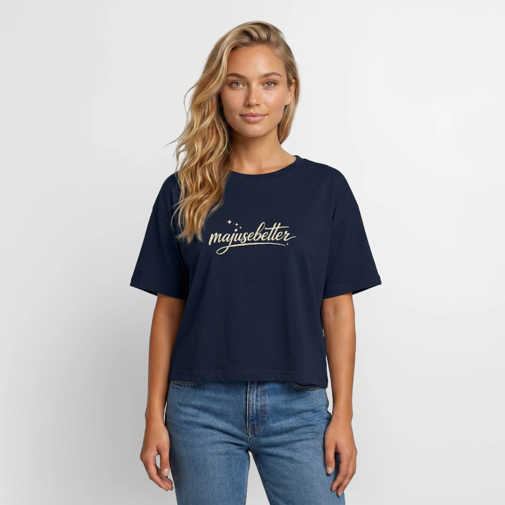 Majusebetter Relaxed Fit Frauen Modal Cotton T-Shirt - Navy