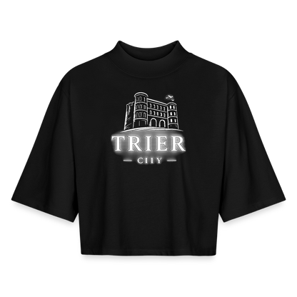 Trier CITY Boxy Frauen Recyceltes 1/2 Sleeved T-Shirt - Schwarz