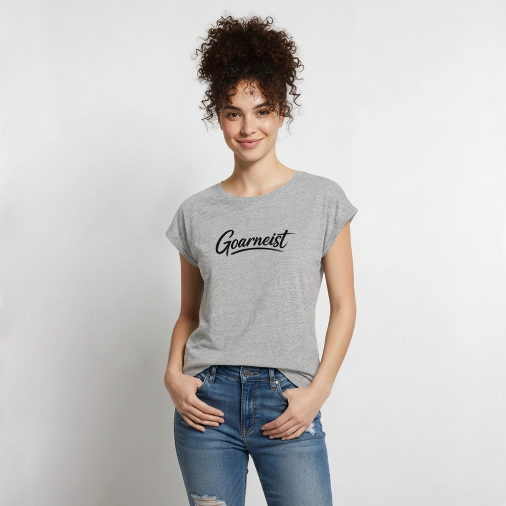 Goarneist Frauen T-Shirt mit gerollten Ärmeln - Grau meliert