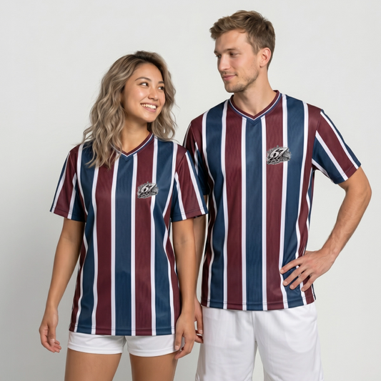 Six Seven Unisex Football Style Mesh T-Shirt - Bordeaux/Navy