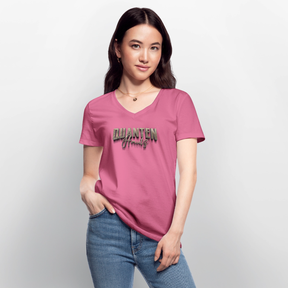 QH Klassisches Frauen-T-Shirt mit V-Ausschnitt - Pink