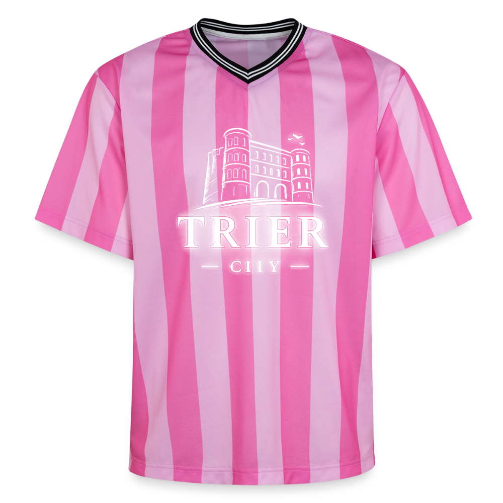 Trier Unisex Football Style Mesh T-Shirt - Rosa/Rosa Streifen