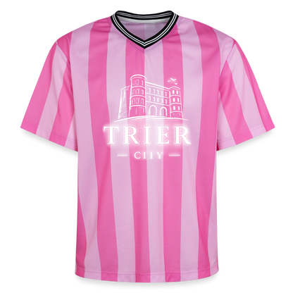 Trier Unisex Football Style Mesh T-Shirt - Rosa/Rosa Streifen