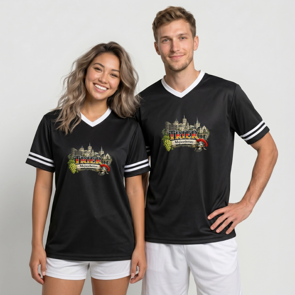 Trier Unisex Football Style Mesh T-Shirt - Schwarz/Weiß