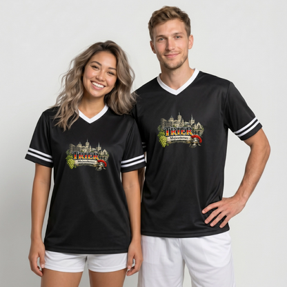 Trier Unisex Football Style Mesh T-Shirt - Schwarz/Weiß
