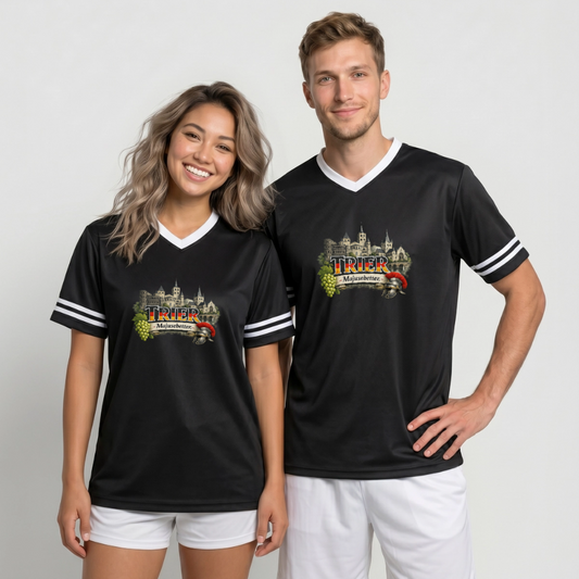 Trier Unisex Football Style Mesh T-Shirt - Schwarz/Weiß