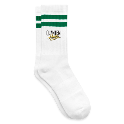Quanten Hautz Gestreifte Tennissocken - Weiß/Grün