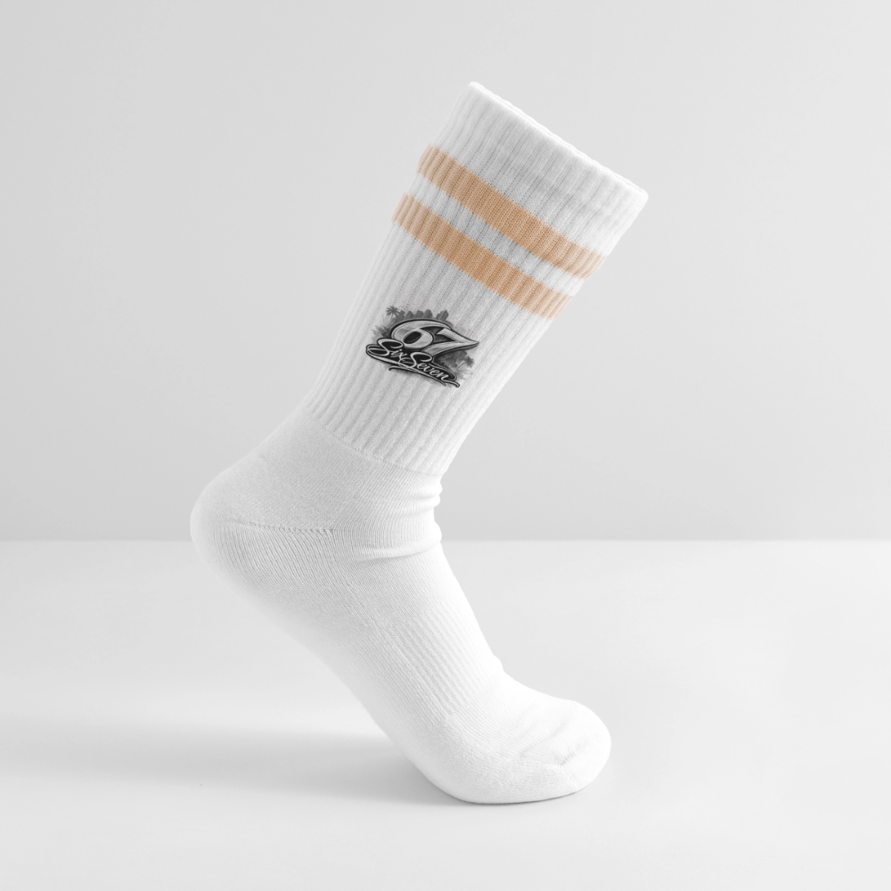 Six Seven Gestreifte Tennissocken - Weiß/Pfirsich