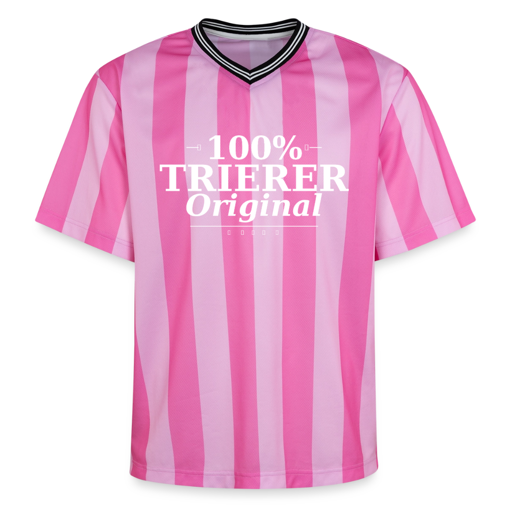 Trier Spruch Unisex Football Style Mesh T-Shirt - Rosa/Rosa Streifen