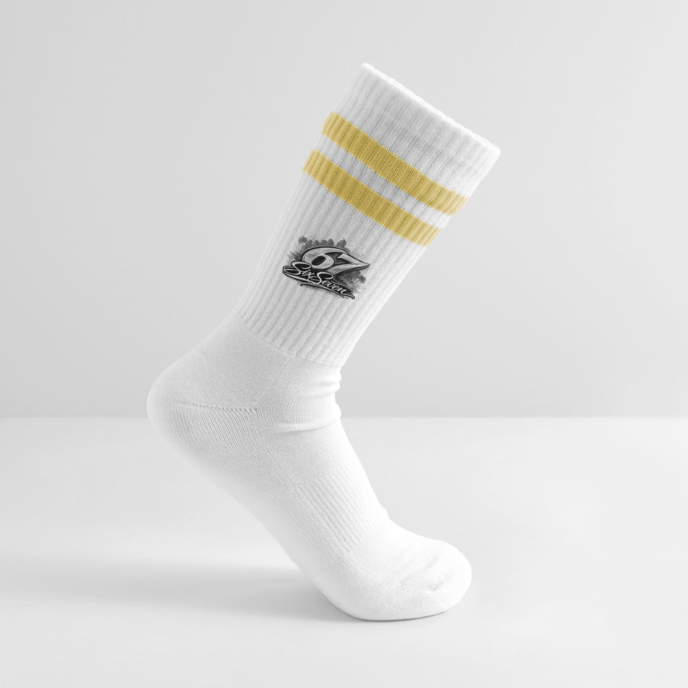 Six Seven Gestreifte Tennissocken - Weiß/Gelb