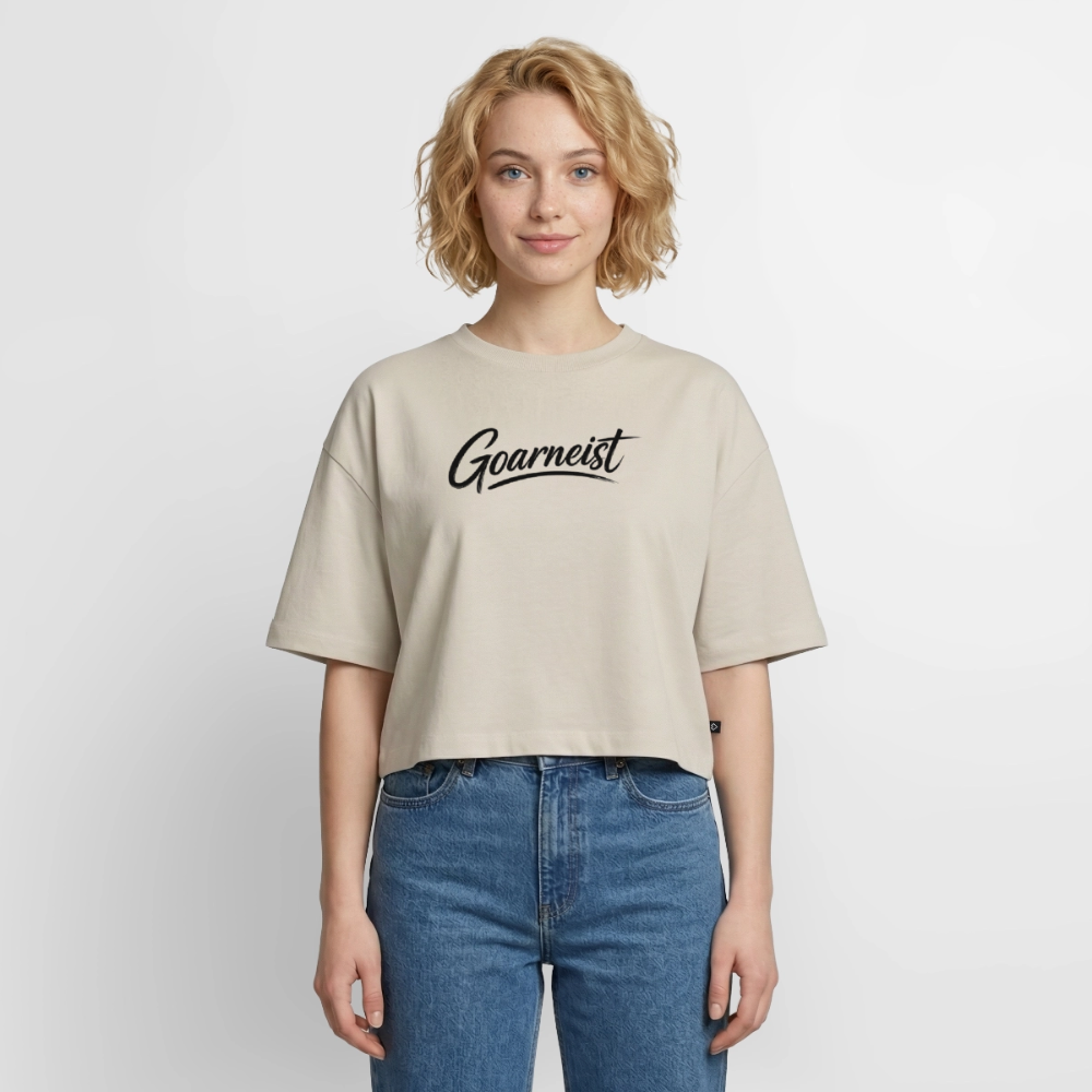 Goarneist Frauen Premium Oversized Bio Cropped T-Shirt - Beige