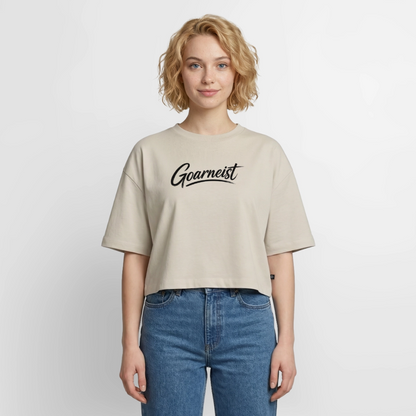 Goarneist Frauen Premium Oversized Bio Cropped T-Shirt - Beige