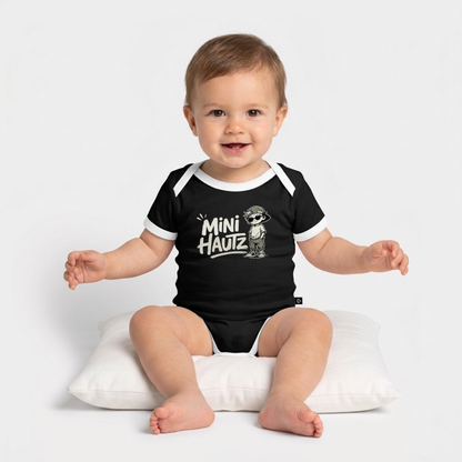 Mini Hautz Baby Bio-Kurzarm-Kontrastbody - Schwarz/Weiß 
