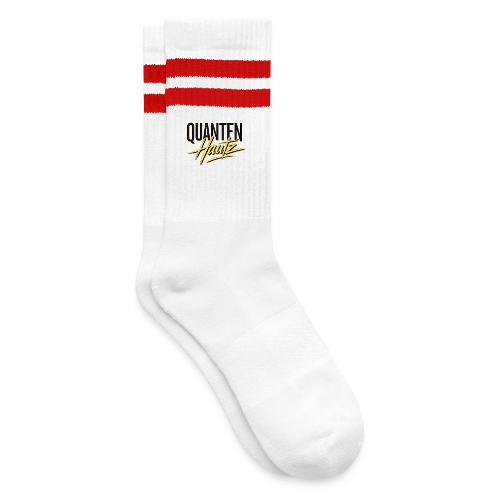 Quanten Hautz Gestreifte Tennissocken - Weiß/Rot