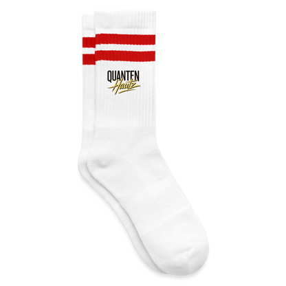 Quanten Hautz Gestreifte Tennissocken - Weiß/Rot
