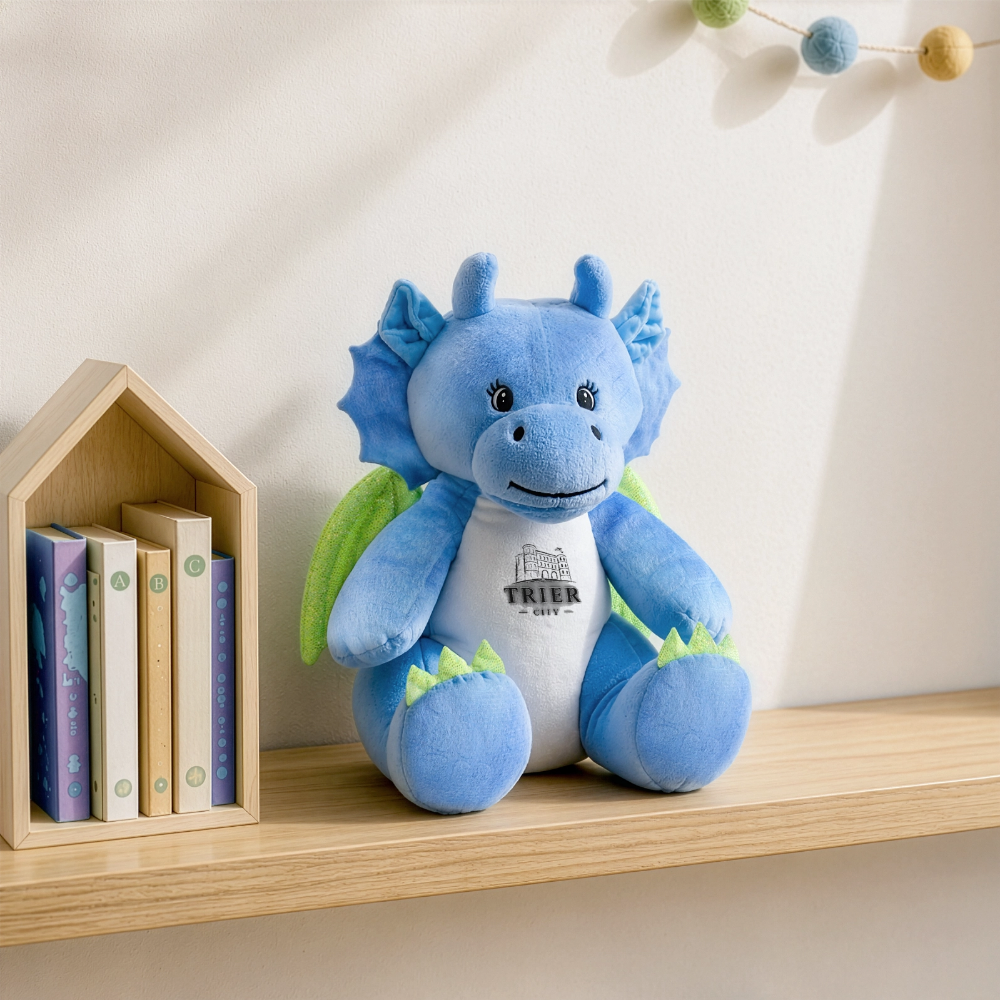Trier Plüschtier Drache 22 cm - Weiß/Blau