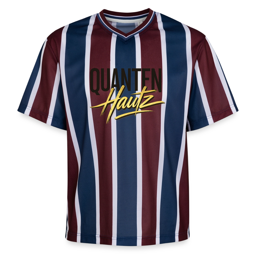 Quanten Hautz Unisex Football Style Mesh T-Shirt - Bordeaux/Navy