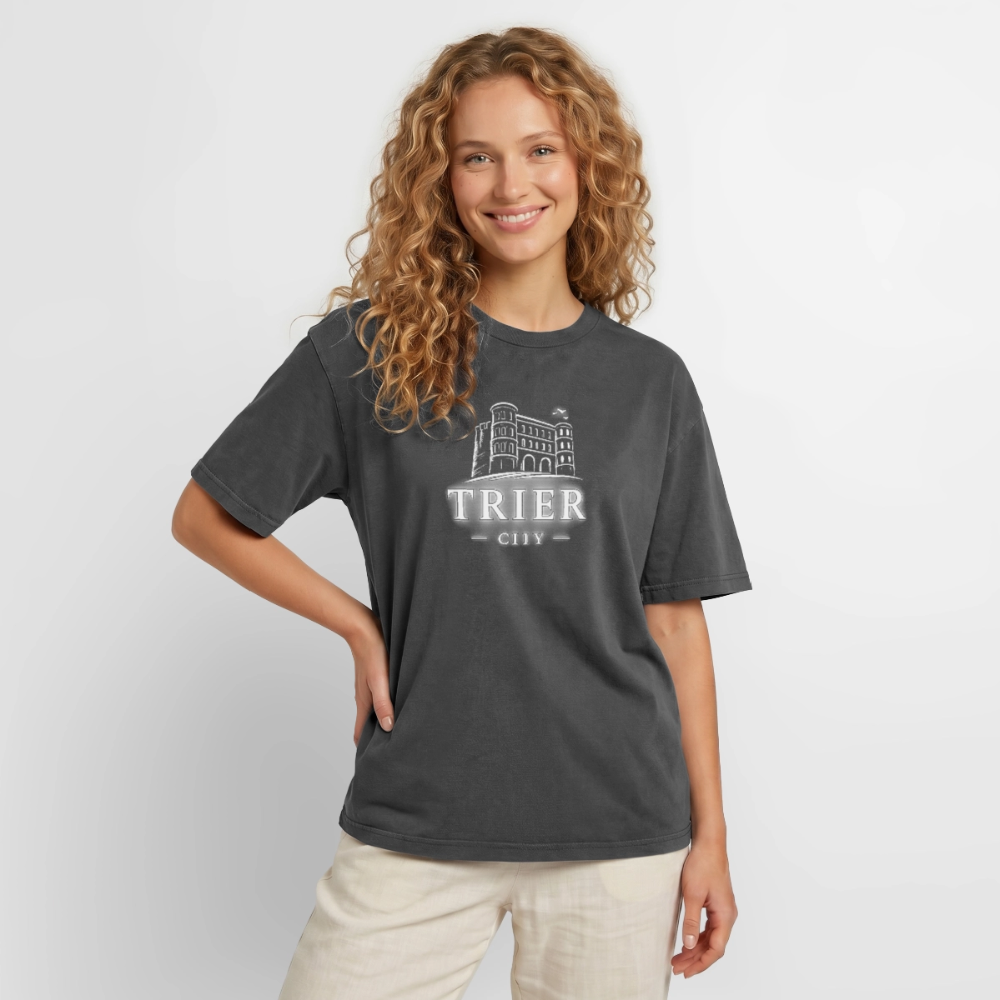 Trier Oversized Unisex Premium Acid-Washed T-Shirt - Schwarz Acid Wash