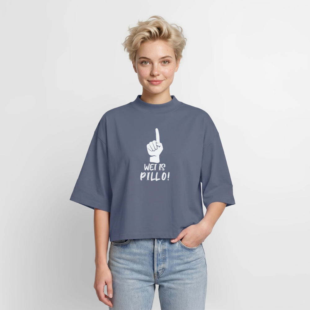Wei ist Pillo Boxy Frauen Recyceltes 1/2 Sleeved T-Shirt - Blaugrau