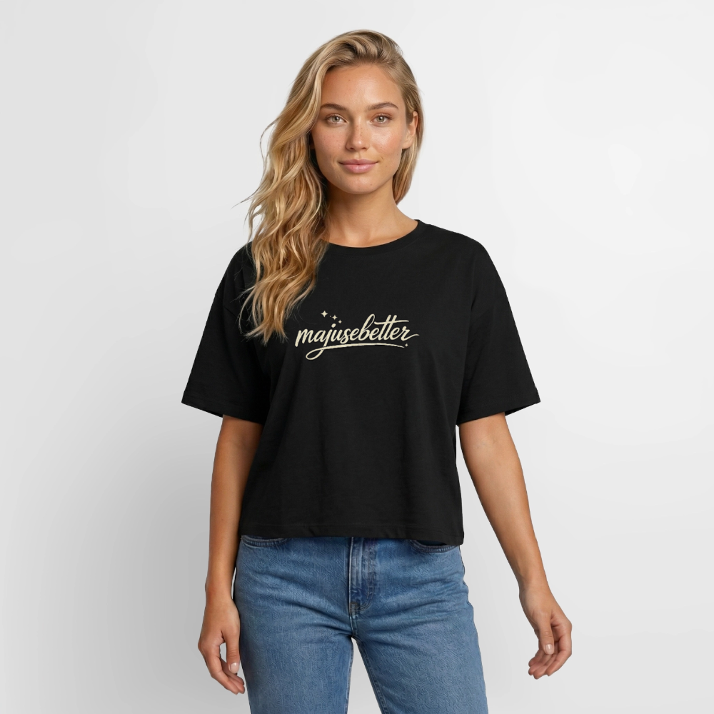 Majusebetter Relaxed Fit Frauen Modal Cotton T-Shirt - Schwarz