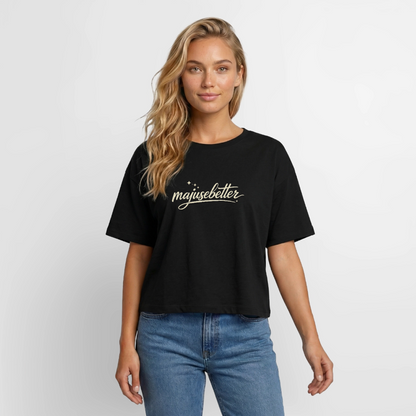 Majusebetter Relaxed Fit Frauen Modal Cotton T-Shirt - Schwarz
