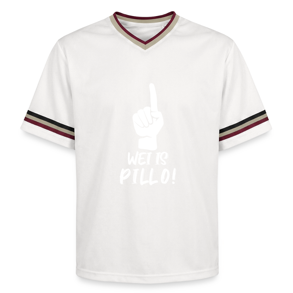 Wei is Pillo Unisex Football Style Mesh T-Shirt - Offwhite/Bordeaux