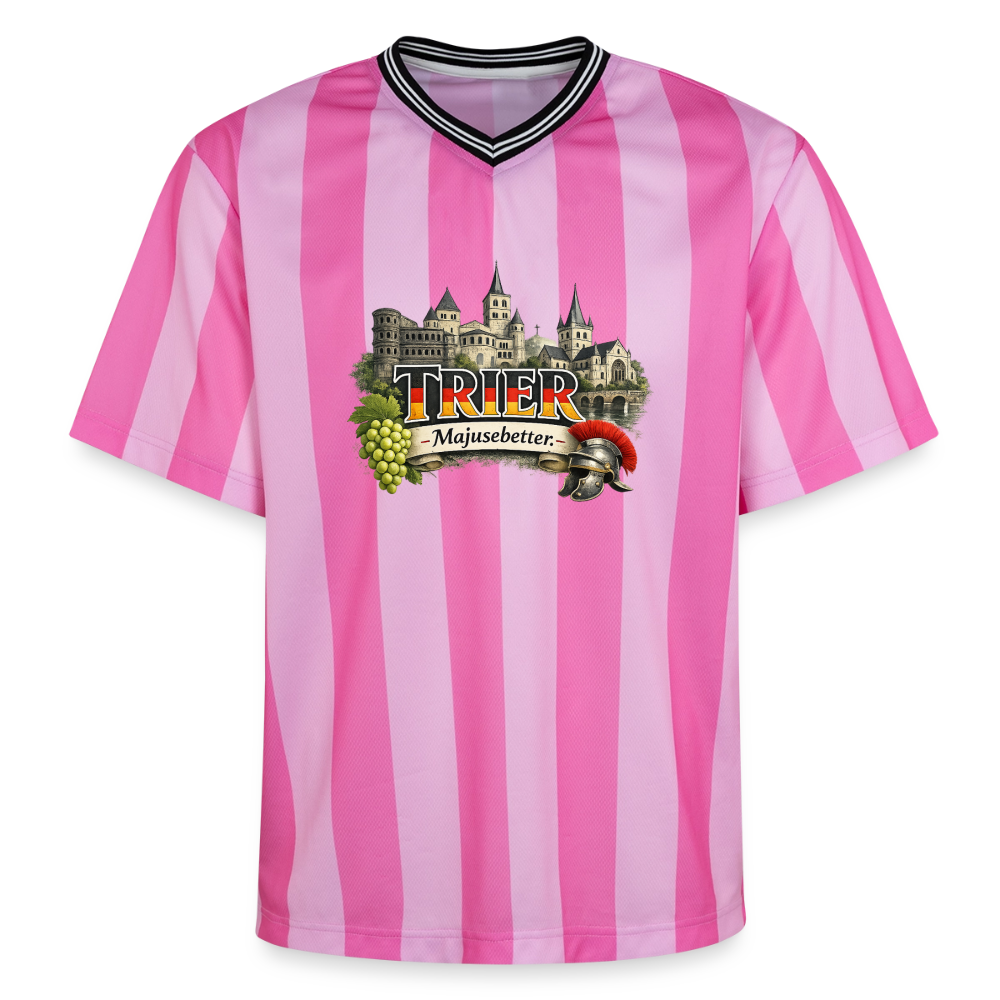 Trier Unisex Football Style Mesh T-Shirt - Rosa/Rosa Streifen