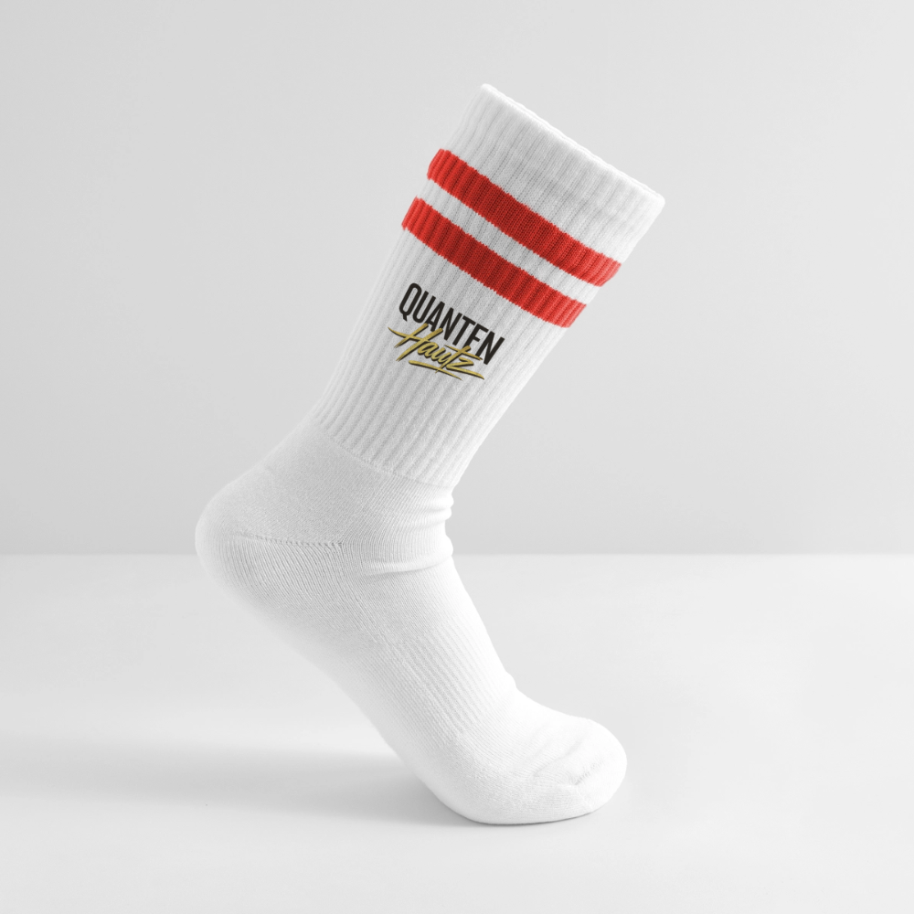 Quanten Hautz Gestreifte Tennissocken - Weiß/Rot