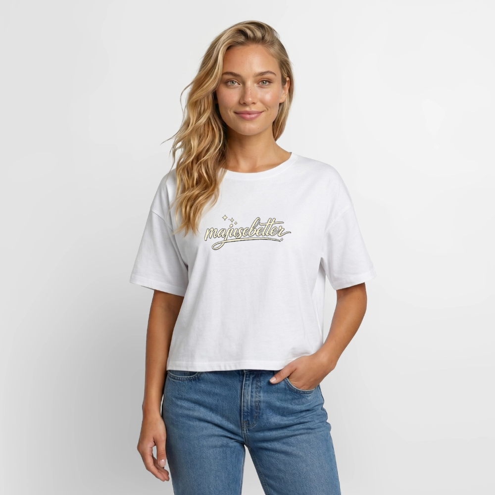 Majusebetter Relaxed Fit Frauen Modal Cotton T-Shirt - Weiß