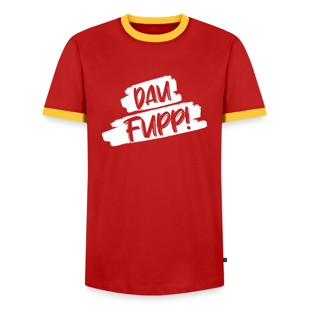 Dau Fupp Männer Kontrast-T-Shirt - Rot/Gelb 
