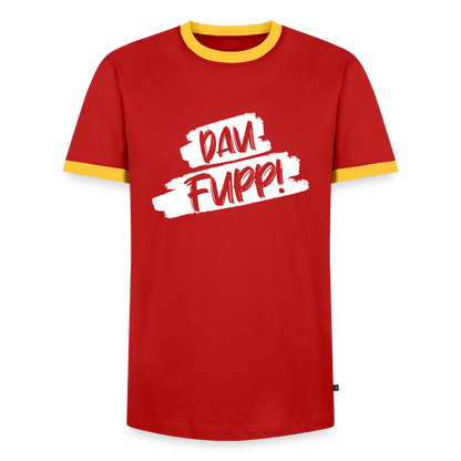 Dau Fupp Männer Kontrast-T-Shirt - Rot/Gelb 