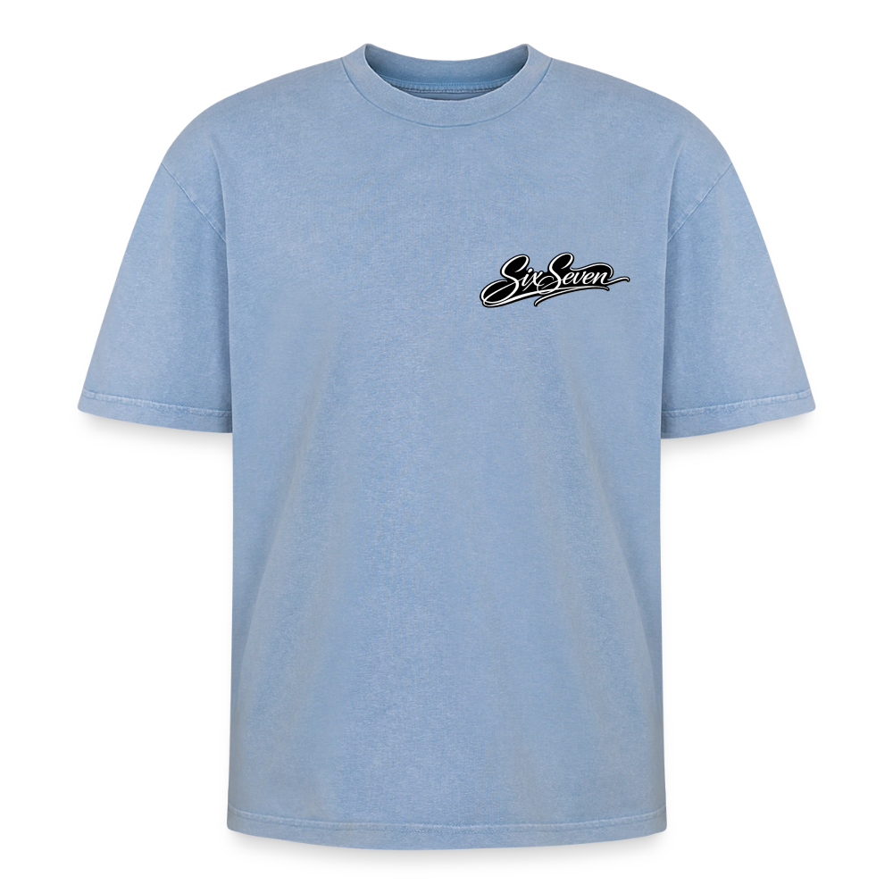 Six Seven Oversized Unisex Premium Acid-Washed T-Shirt - Blau Acid Wash