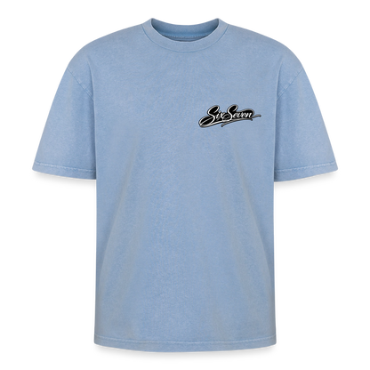 Six Seven Oversized Unisex Premium Acid-Washed T-Shirt - Blau Acid Wash