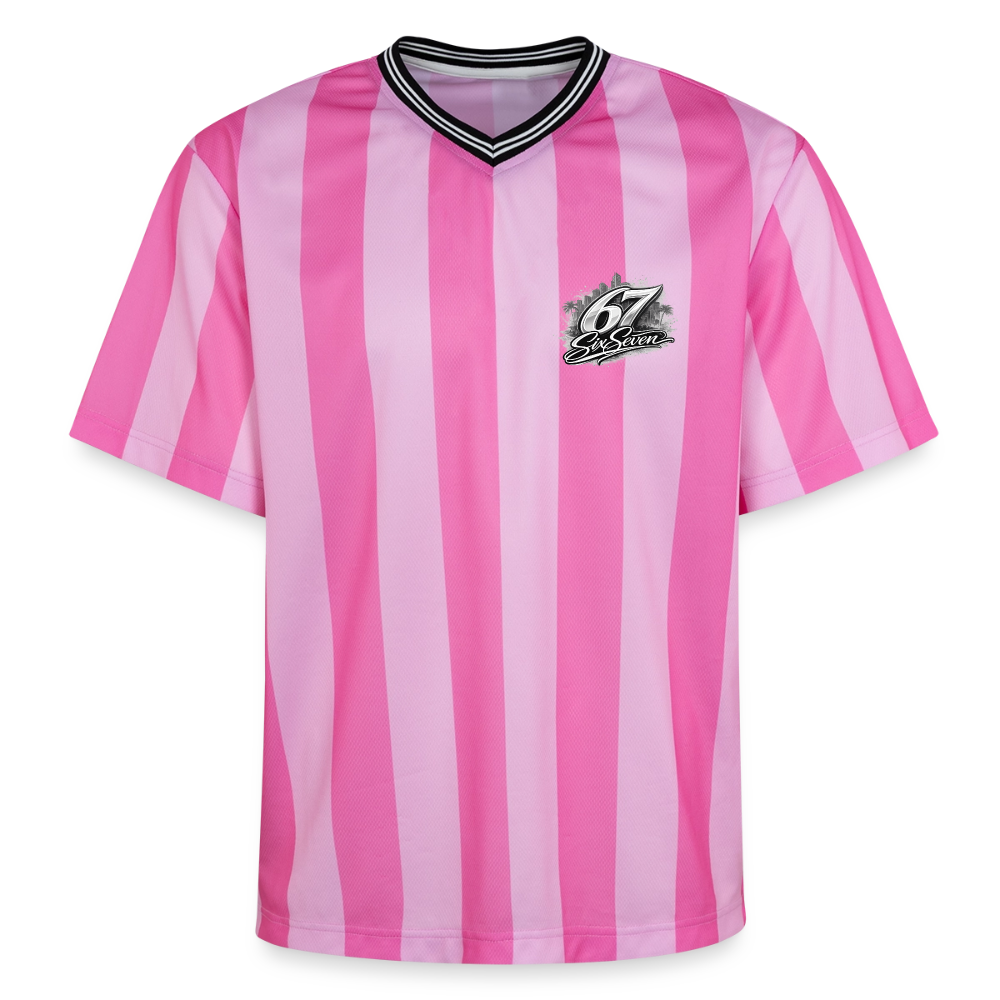 Six Seven Unisex Football Style Mesh T-Shirt - Rosa/Rosa Streifen