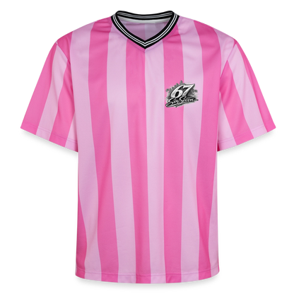 Six Seven Unisex Football Style Mesh T-Shirt - Rosa/Rosa Streifen