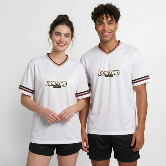 Dorfkind Unisex Football Style Mesh T-Shirt - Offwhite/Bordeaux