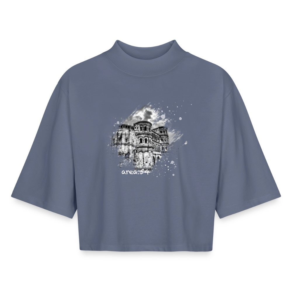 Trier Boxy Frauen Recyceltes 1/2 Sleeved T-Shirt - Blaugrau