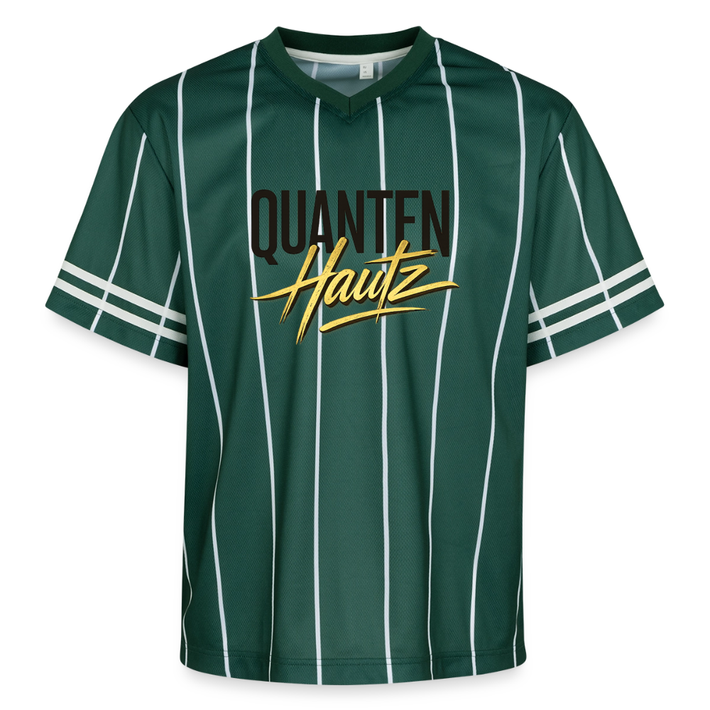 Quanten Hautz Unisex Football Style Mesh T-Shirt - Dunkelgrün/Weiß