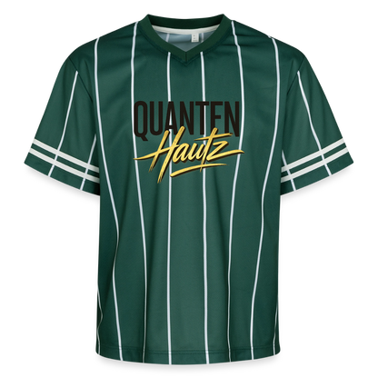 Quanten Hautz Unisex Football Style Mesh T-Shirt - Dunkelgrün/Weiß