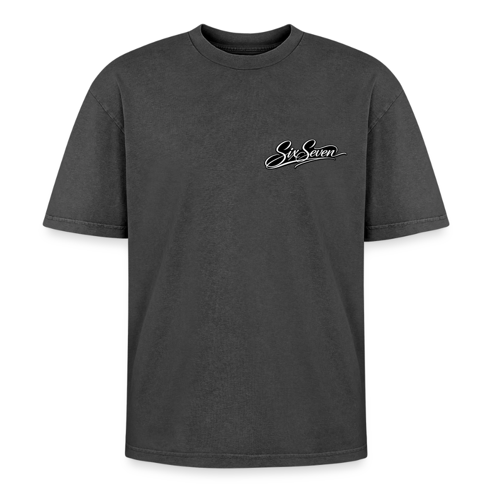 Six Seven Oversized Unisex Premium Acid-Washed T-Shirt - Schwarz Acid Wash