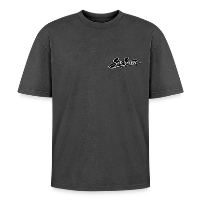 Six Seven Oversized Unisex Premium Acid-Washed T-Shirt - Schwarz Acid Wash