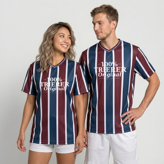 Trier Spruch Unisex Football Style Mesh T-Shirt - Bordeaux/Navy
