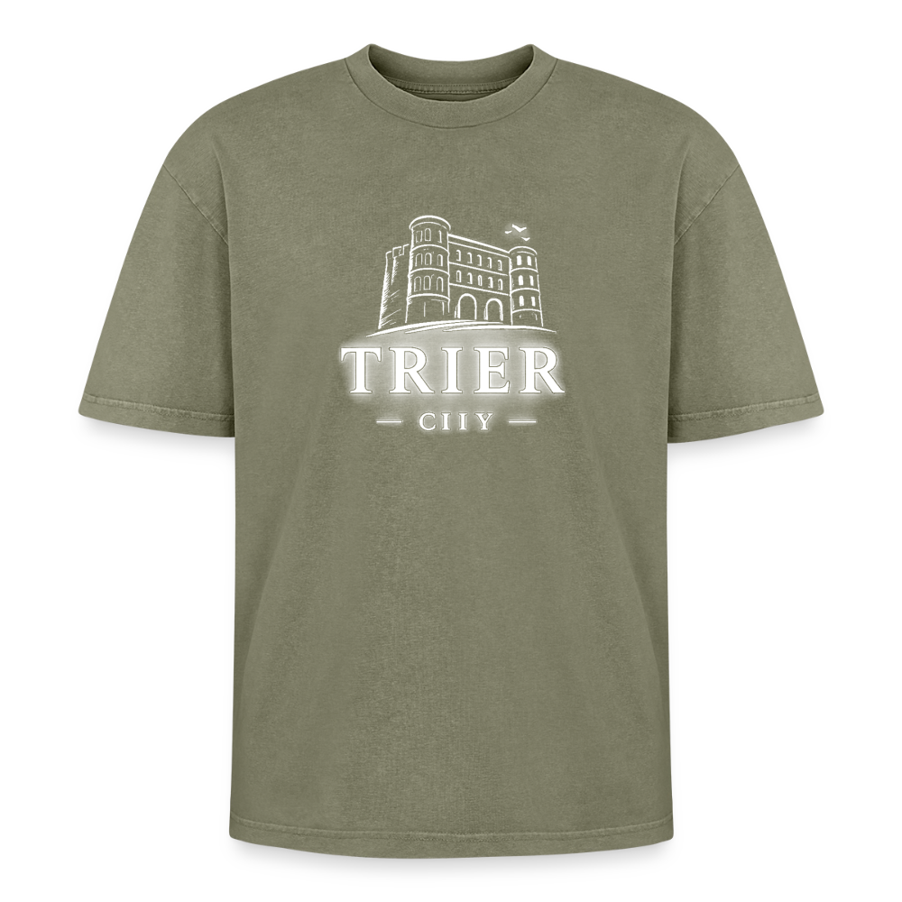 Trier Oversized Unisex Premium Acid-Washed T-Shirt - Grün Acid Wash