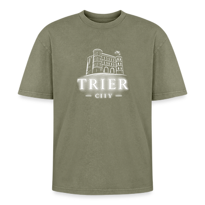 Trier Oversized Unisex Premium Acid-Washed T-Shirt - Grün Acid Wash