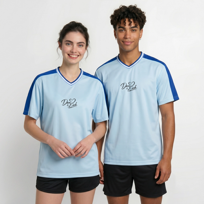 Dau & Eich Unisex Football Style Mesh T-Shirt - Hellblau/Dunkelblau