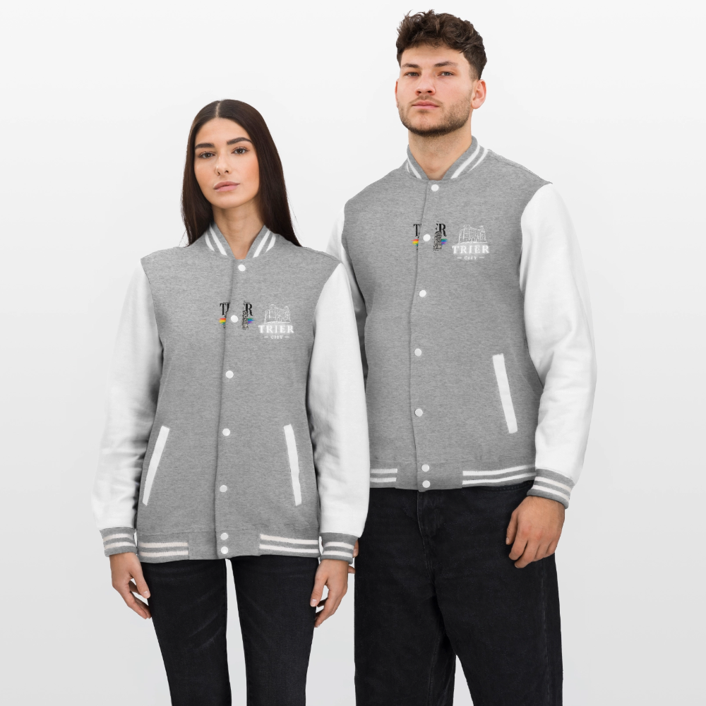 Trier College-Sweatjacke - Grau meliert/Weiß