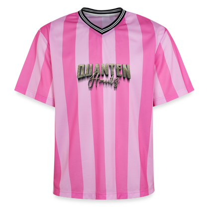 Quanten Hautz Unisex Football Style Mesh T-Shirt - Rosa/Rosa Streifen