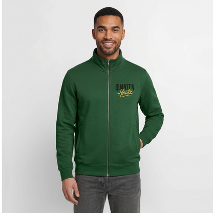 Quanten Hautz Bio Zip Sweatshirt - Flaschengrün