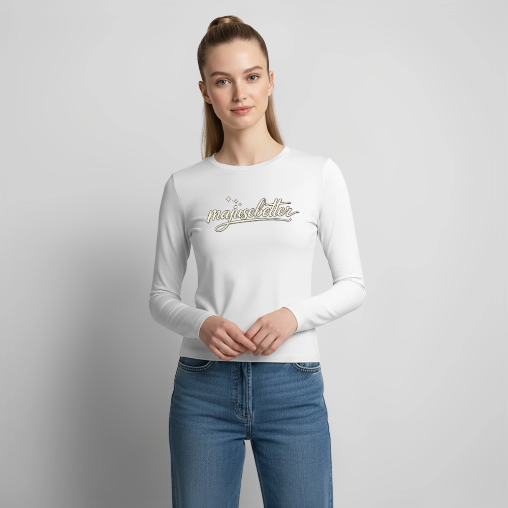 Majusebetter Frauen Slim Fit Langarmshirt - Weiß