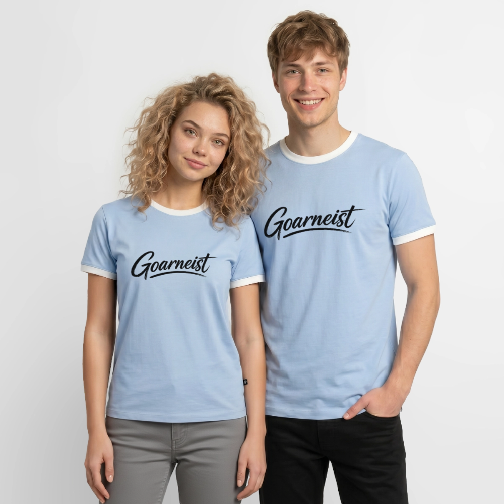 Goarneist Männer Kontrast-T-Shirt - Hellblau/Weiß 